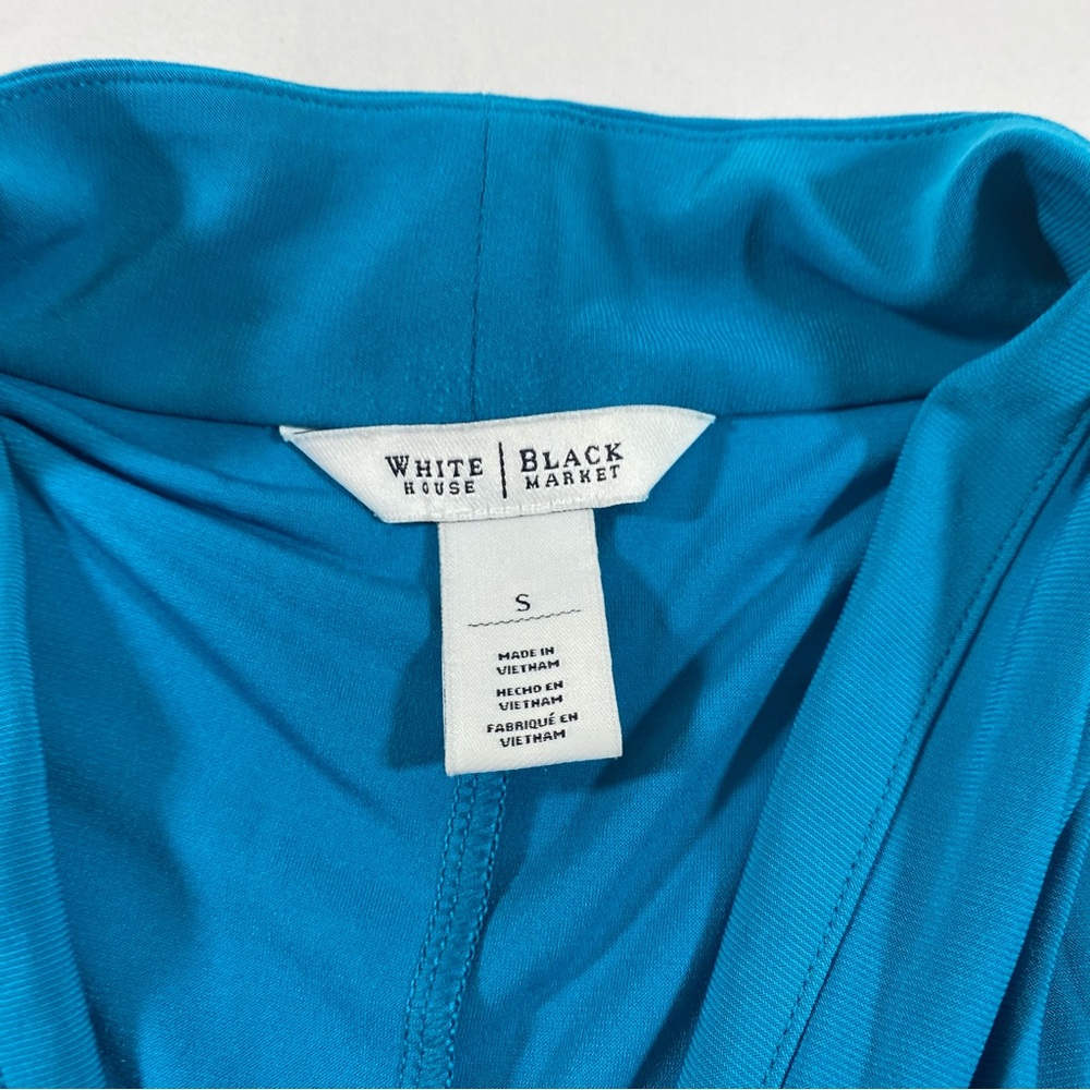 White House Black Market Teal mini dress elastic waistband V-Neck Summer Top - Picture 2 of 10